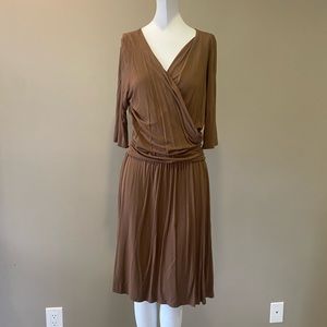 Craece Brown Faux Wrap Dress - Large